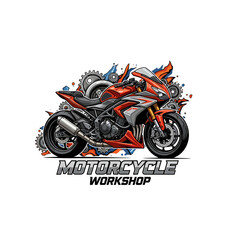 very cool motorcycle repair shop logo