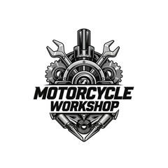 very cool motorcycle repair shop logo