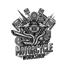 very cool motorcycle repair shop logo