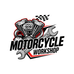 very cool motorcycle repair shop logo