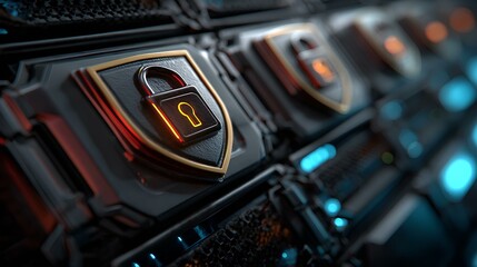 Cybersecurity measures in technology digital environment graphic design close-up view data protection concepts