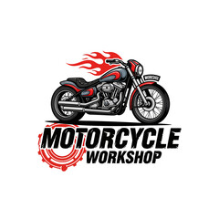 very cool motorcycle repair shop logo