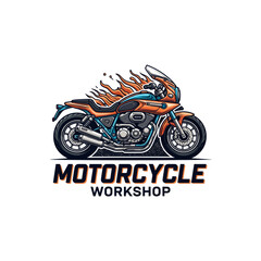 very cool motorcycle repair shop logo