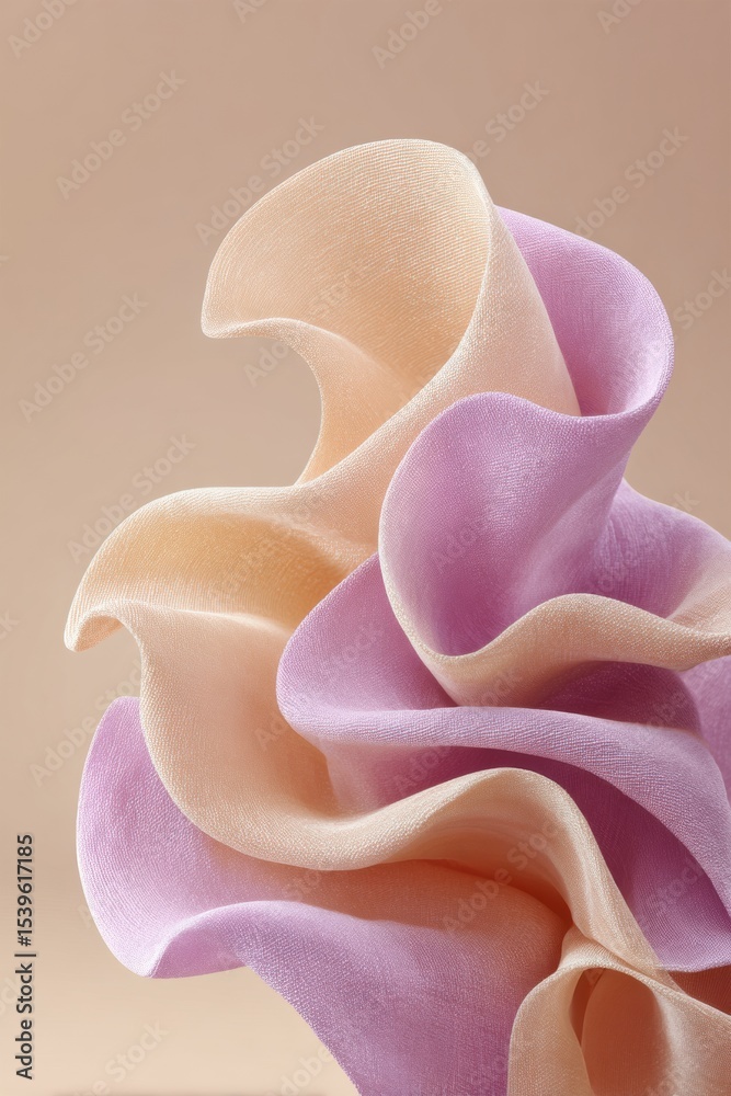 Leinwandbilder abstract golden metallic waves with pastel lavender and soft mint flowing textures symbolizing dynam
