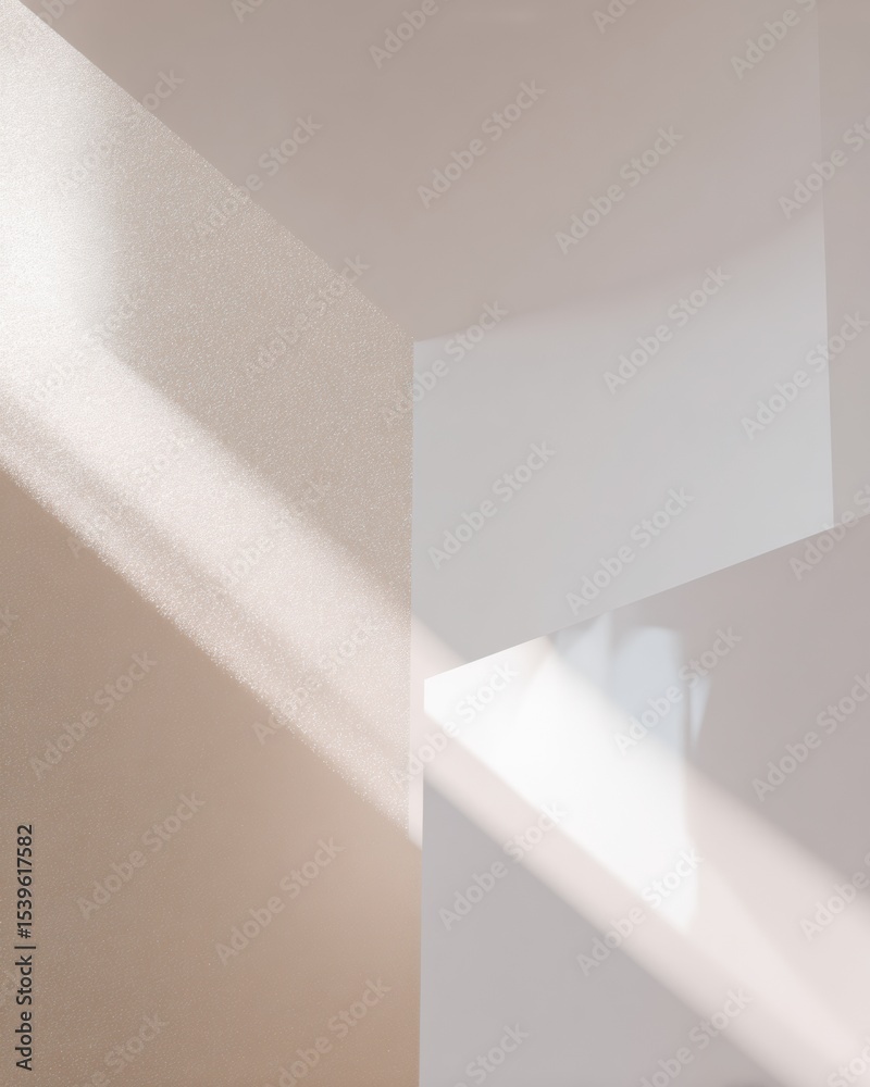Poster minimalist architectural interior with soft natural light and subtle shadow play showcasing serene n