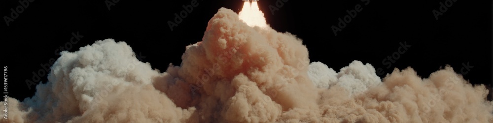 Aufkleber high-detail space rocket model launch with dynamic smoke plumes for aerospace innovation and advance