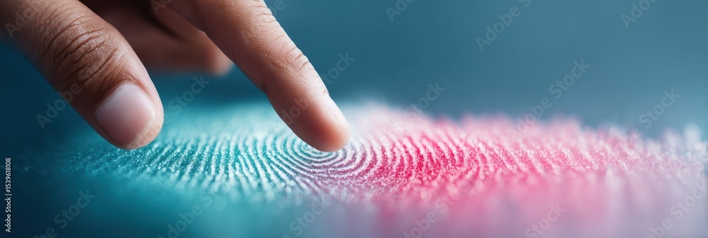 Poster Biometric fingerprint scanning with digital verification data, showcasing secure tamper-proof access control in modern tech and business environments
