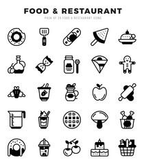Simple Set of Food and Restaurant Related Vector Lineal Filled Icons.
