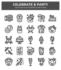 Celebrate & Party. Collection of 25 Delightful Icons