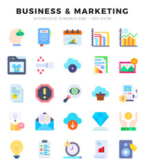 Business & Marketing Flat icons. Vector Flat illustration.