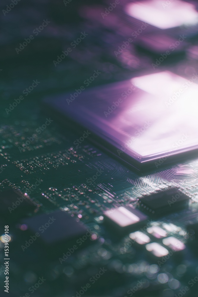 Aufkleber Futuristic Edge Computing AI Processor on Advanced Motherboard with High-Tech Circuitry for Cutting-Edge Technology and Innovation Marketing