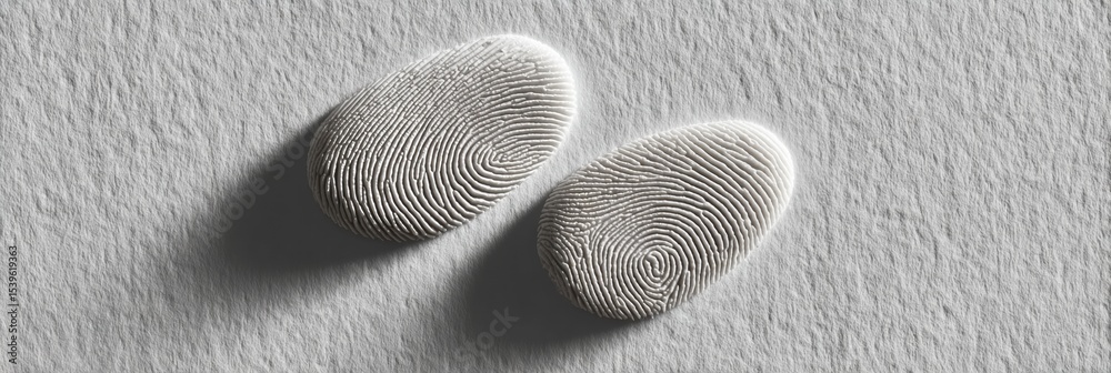 Poster Monochromatic Fingerprint Overlap on Textured Paper with Dramatic Side Lighting for Secure Identity Verification and Biometric Authentication Marketing
