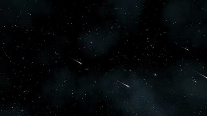 Several bright meteors, or shooting stars, streak through the dark deep starry night. - Powered by Adobe