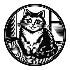 vector isolated silhouette cat set