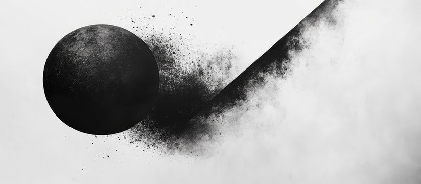 Abstract monochrome image of a sphere disintegrating