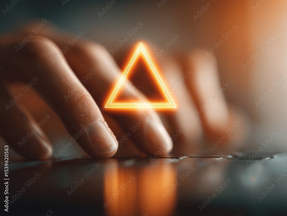 Poster Cybersecurity Alert Notification with Intrusion Detection Icon on Laptop Keyboard in Warm Golden Hour Light for Security Awareness Campaigns