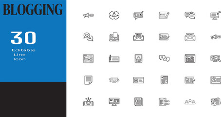 Blogging Line Icons - Editable Stroke