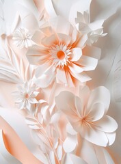 Obraz premium Delicate paper flowers in soft peach and white