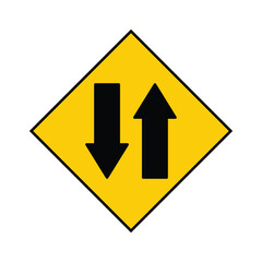 yellow road sign