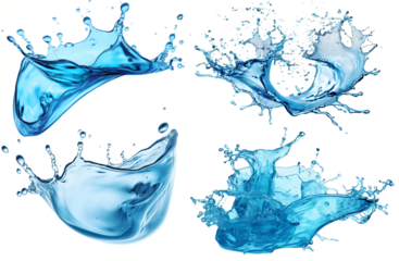 water splash isolated on white background,Water splashes and drops isolated on transparent background. Abstract background with blue water wave,png