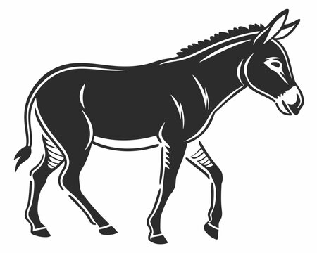 Black Donkey Silhouette Vector &ndash; Smooth Side View Minimal Design