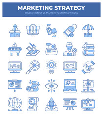 Collection of 25 Marketing Strategy Icons. Boost Your Business Growth