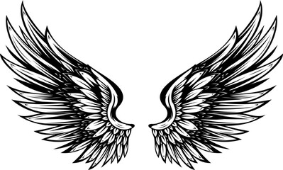 Vintage wings isolated on white background. Design elements for logo, label, emblem, sign, brand mark. Vector illustration.