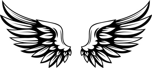Vintage wings isolated on white background. Design elements for logo, label, emblem, sign, brand mark. Vector illustration.