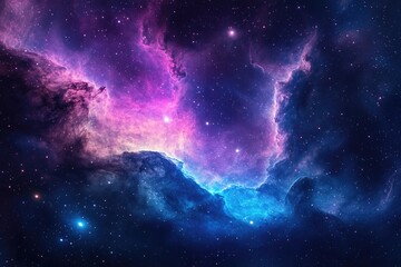 Fototapeta premium Vibrant nebula in deep space, swirling colors of pink, purple, and blue
