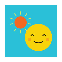 Happy Emoticon with a Bright Shining Sun