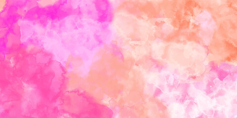 Fototapeta premium Calming watercolor design with a refreshing blend of pink, yellow, and soft hues. Vector background of a peaceful atmosphere with blurred, fluid effects and artistic stains