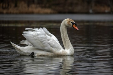 Naklejka premium Mute Swan in the lake in Michigan countryside