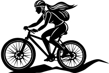 Powerful Woman Mountain Biker Silhouette Adventure, Freedom, and Strength