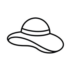 Beach Hat Outline Illustration – Summer Holiday Line Art Clipart