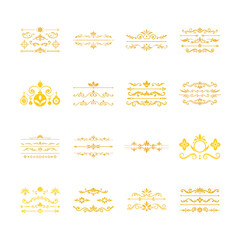 Vintage Golden Border Ornament Collection with Cat Illustration Design Elements