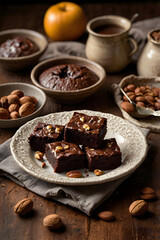 Delicious Homemade Chocolate Brownies with Almonds and Pecans