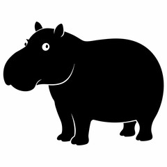 Obraz premium Black Silhouette of a Hippopotamus Vector Illustration