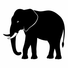 A silhouette elephant black and white logo clip art 
