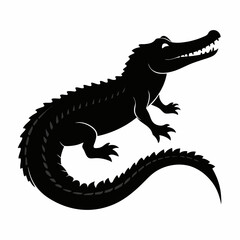 Obraz premium Silhouette of crocodile vector art illustration