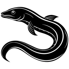 Eel silhouette illustration isolated on a white background