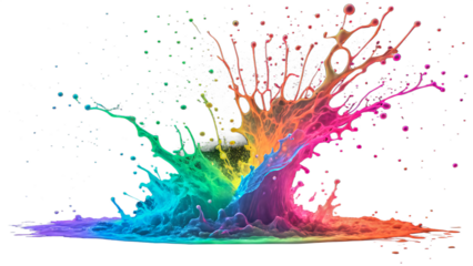 Neon Paint Splatter transparent background