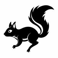 Squirrel illustration black silhouette, white background 