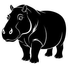 Fototapeta premium A black rhinoceros drawing with a rhinoceros 