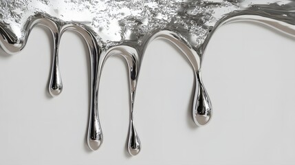Silver liquid metal dripping abstract background texture and design concept art