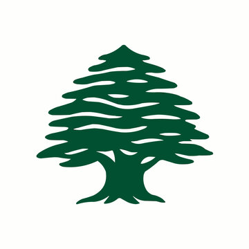 Abstract cedar tree. Lebanese cedar silhouette can be used in logo design, icon, symbol. Vector illustration.



