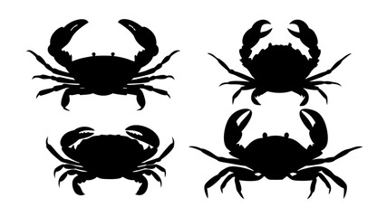 Set crab silhouette. Isolated crab on tranparent background