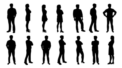silhouette of large group of people
