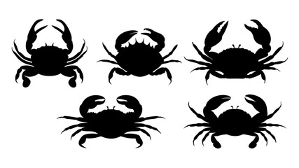Set crab silhouette. Isolated crab on tranparent background