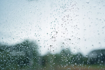 feel good with rain drop on window in living room