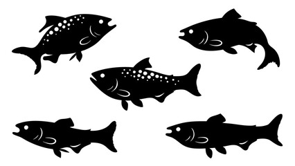 Set of modern illustration of fish